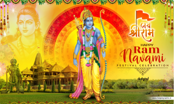 thumbnail Ram Navami Flex Banner PSD Template 5x3